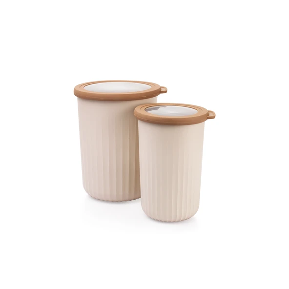 Schafer Ashley 2 li Silindir Saklama Kabı-Krem - 2