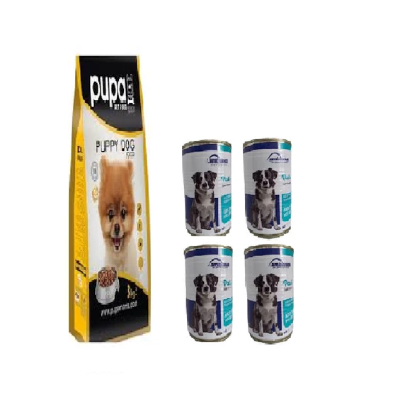 Yavru Köpek Mama Set(Puppy Kuzu Etli 3kg yavru köpek maması+ yetişkin kuzu etli 415 gr yaş mama)