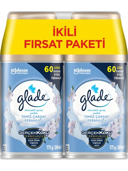 Glade Oda Kokusu Otomatik Sprey Yedek 269ML (2 Li Set) Temiz Çarşaf Ferahlığı