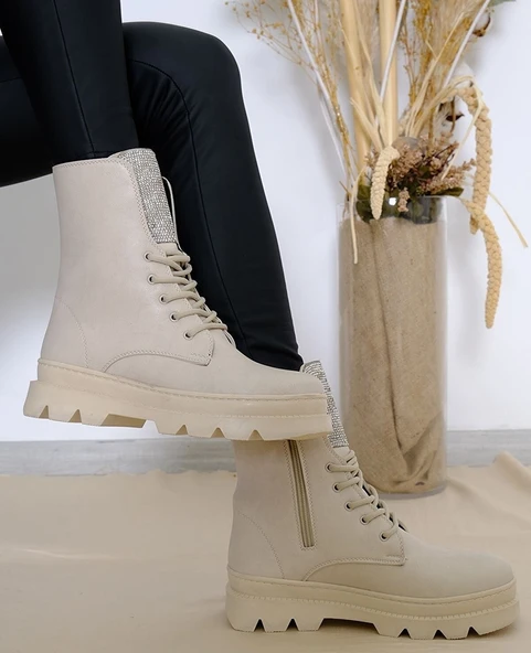 Feles Taş Detaylı Kadın Postal Bot - Resim 5