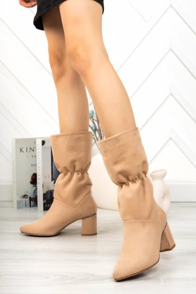 Feles Büzgülü Boğaz Lastikli Kadın Bot Çizme - Resim 4