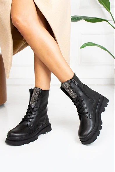 Feles Taş Detaylı Kadın Postal Bot - Resim 7