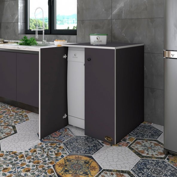 Kenzlife bulaşık&çamaşır&kurutma makinesi dolabı kapaklı nurten gri 90X70X60 banyo ofis