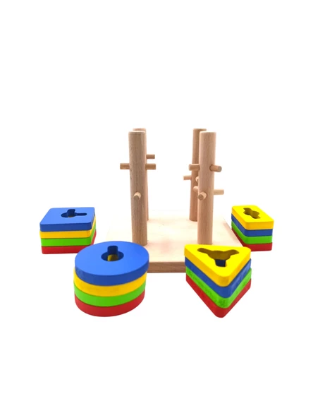 Küçük Eller Büyük Keşifler! 17 Parçalı Ahşap Geçmeli Geometrik BulTak 13x13x11cm. - 3