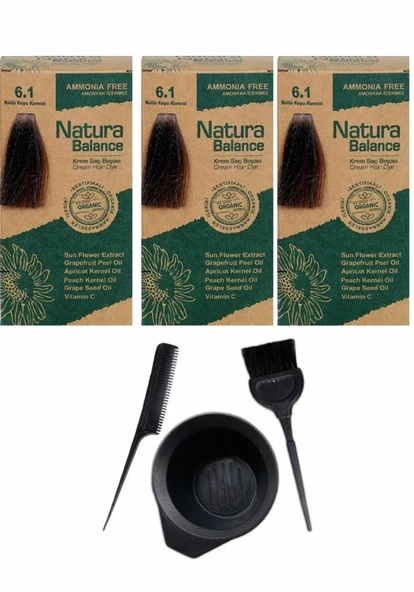 NATURA BALANCE SAÇ BOYASI 6.1 KÜLLÜ K. KUMRAL 3 ADET+SAÇ BOYAMA SETİ
