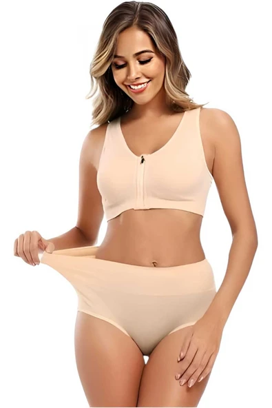 Kadın Dikişsiz Karın Toparlayıcı Slip Külot Korse 3'lü Set - 5
