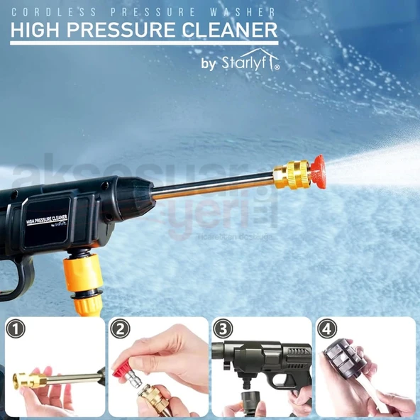Basınçlı Şarjlı Araba/Motor/Bisiklet Yıkama-Bahçe Sulama/İlaçlama Her Türlü Yüzeyi Yıkama Tabancası - 7