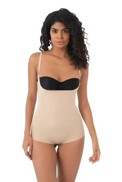 Kadın Lazer Kesim İnceltici ve Toparlayıcı Göğüs Altı Askılı Body Korse - Resim 8