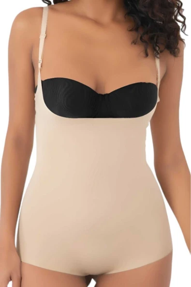 Kadın Lazer Kesim İnceltici ve Toparlayıcı Göğüs Altı Askılı Body Korse - Resim 5
