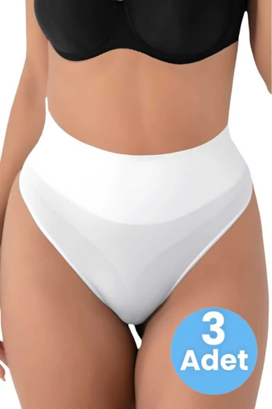 Kadın Dikişsiz Alt Karın Toparlayıcı String Külot Korse 3'lü Set - Resim 7