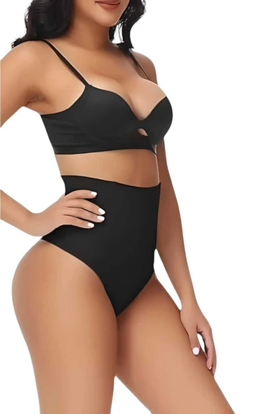 Kadın Dikişsiz Yüksek Bel Karın Toparlayıcı  String Korse 2'li Set - Resim 3