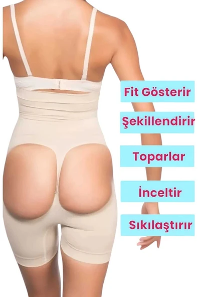 Kadın Dikişsiz Toparlayıcı ve İnceltici Açık Popo Korse 2'li Set - 3