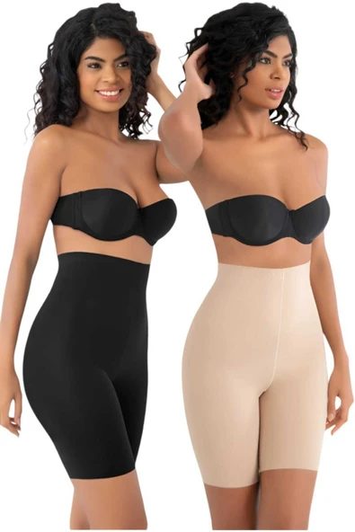 Kadın Dikişsiz İnceltici ve Toparlayıcı Lazer Kesim Yüksek Bel Paçalı Korse 2'li Set - Resim 6