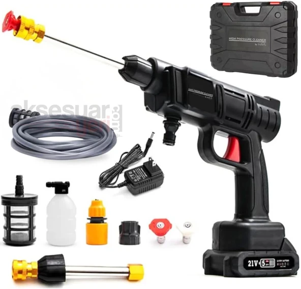 Basınçlı Şarjlı Araba/Motor/Bisiklet Yıkama-Bahçe Sulama/İlaçlama Her Türlü Yüzeyi Yıkama Tabancası - 4