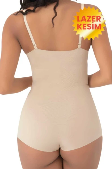 Kadın Lazer Kesim İnceltici ve Toparlayıcı Göğüs Altı Askılı Body Korse - Resim 2