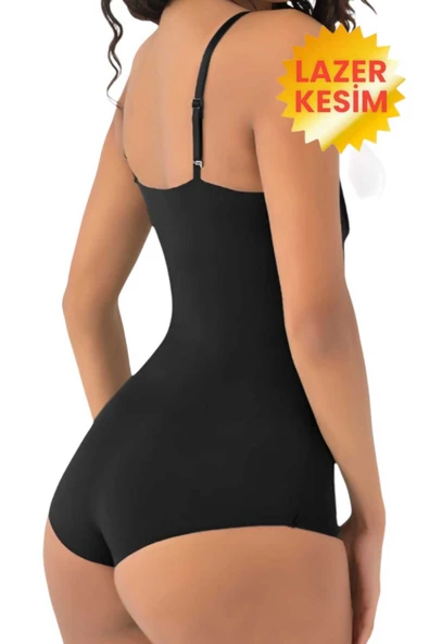Kadın Lazer Kesim İnceltici ve Toparlayıcı Göğüs Altı Askılı Body Korse 2'li Set - 7