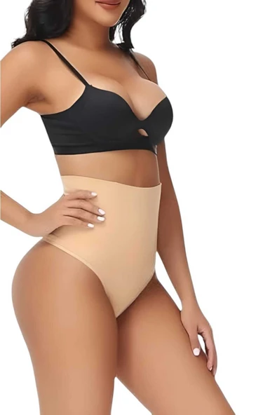 Kadın Dikişsiz Yüksek Bel Karın Toparlayıcı  String Korse 2'li Set - Resim 2