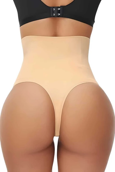 Kadın Dikişsiz Yüksek Bel Karın Toparlayıcı  String Korse 2'li Set - Resim 4