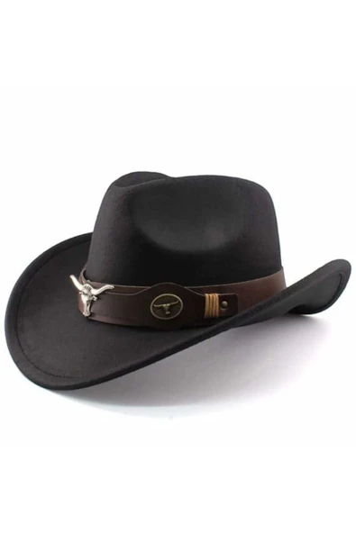 Unisex Kovboy Fötr Şapka Kovboy Şapkası Kovboy Şapka - 3