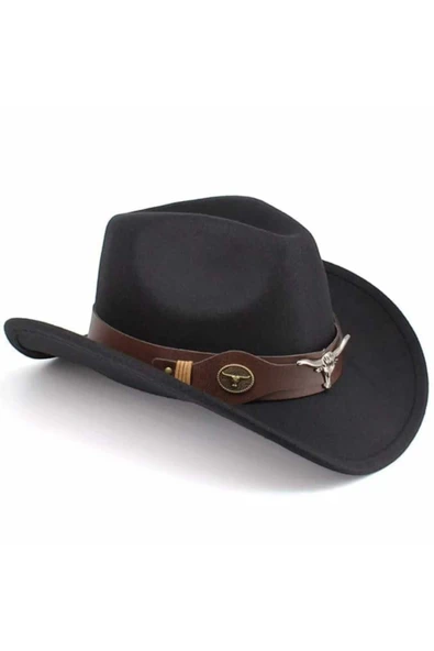 Unisex Kovboy Fötr Şapka Kovboy Şapkası Kovboy Şapka - 4