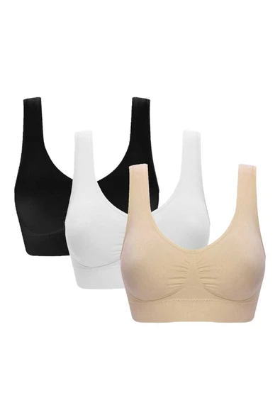 Kadın Kalın Askılı Pedli Büstiyer Sütyen 3 Adet