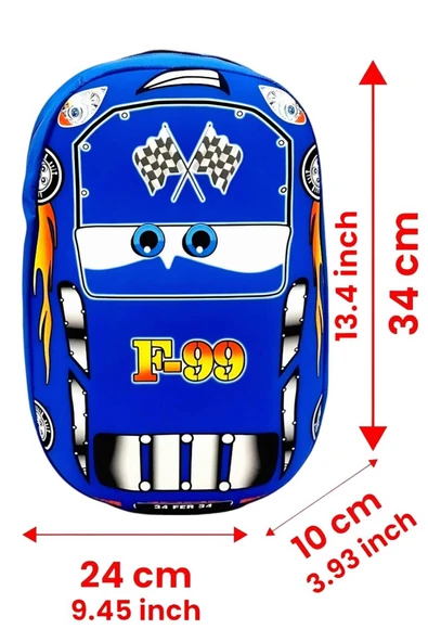 Cars F99 Yarış Arabası Çekçekli ve Sırt Çantası 2'li Takım 3d Eva Baskılı Sırt ve Okul Çantası - 3
