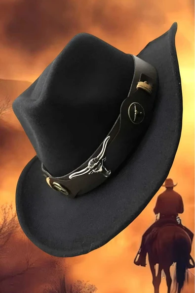 Unisex Kovboy Fötr Şapka Kovboy Şapkası Kovboy Şapka - 8