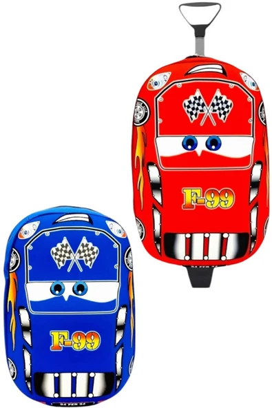 Cars F99 Yarış Arabası Çekçekli ve Sırt Çantası 2'li Takım 3d Eva Baskılı Sırt ve Okul Çantası - 4