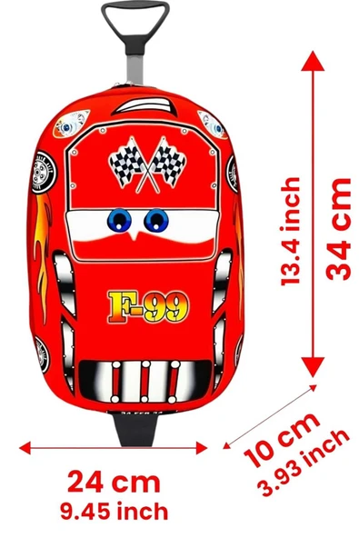 Cars F99 Yarış Arabası Çekçekli ve Sırt Çantası 2'li Takım 3d Eva Baskılı Sırt ve Okul Çantası - 2