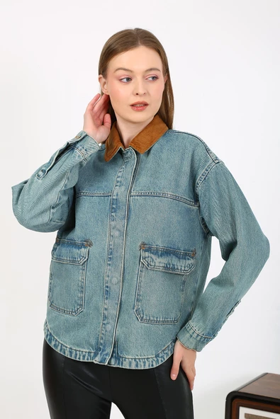 KADİFE YAKALI KOT CEKET - 12