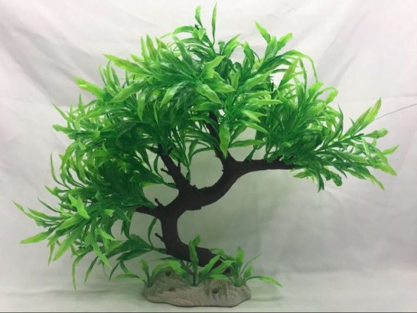 11370 Plastik Bitki Bonzai 30 cm  Akvaryum Dekoru