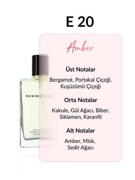David Walker HERROS E20 Exclusive 50ML Erkek Parfüm | Amber-Odunsu - Resim 2