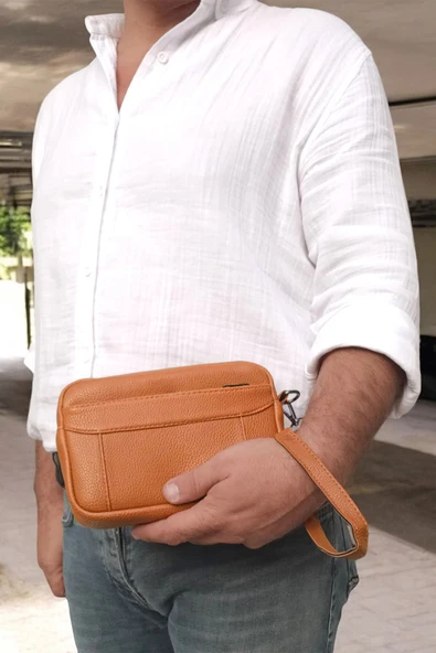 Lederax Suni Deri Erkek Clutch, Kozmetik, Seyahat ve El Çantası LD508