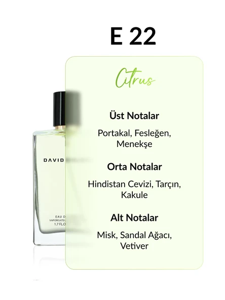 David Walker HUGET E22 50ML Exclusive Erkek Parfüm | Citrus-Meyve - Resim 2