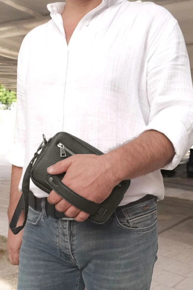 Lederax Suni Deri Erkek Clutch, Kozmetik, Seyahat ve El Çantası LD508 - 2