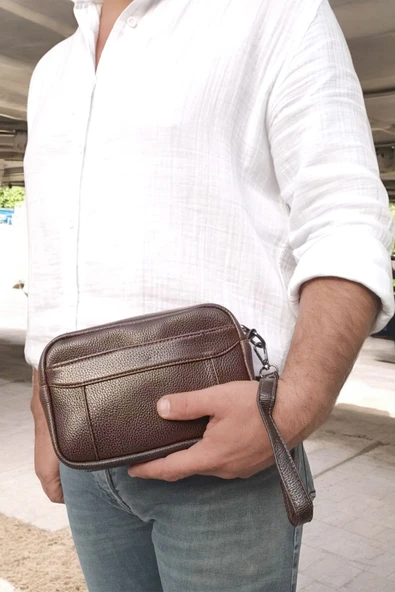 Lederax Suni Deri Erkek Clutch, Kozmetik, Seyahat ve El Çantası LD508 - 3