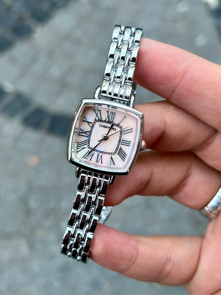 Zarif Tasarımlı Choppers Çelik Kadın Kol Saati - Gümüş Renk Kordon, Romantik Rakamlı Kadran ürün görseli 1