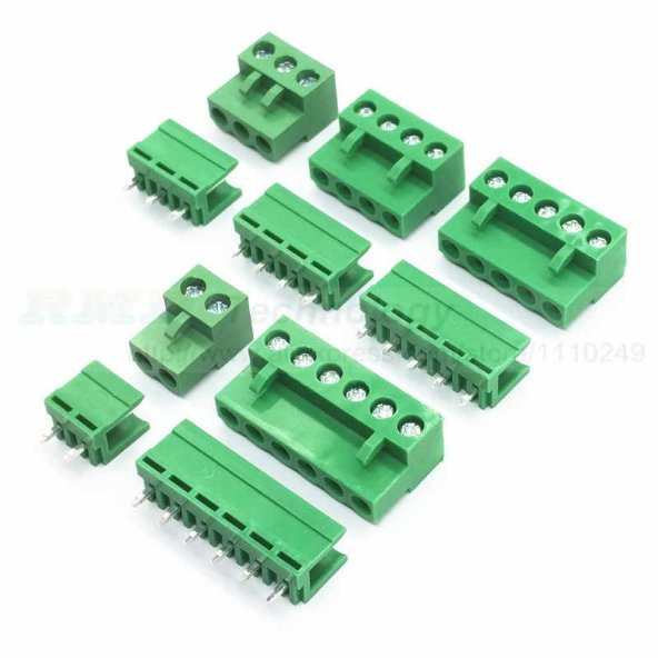 8 Pin 5.08mm 90° Geçmeli Yeşil Klemens Takım