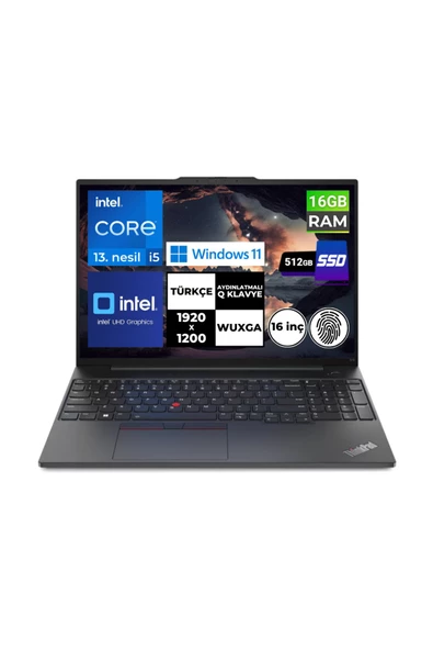ThinkPad E16 Gen1 i5-1335U 16 GB 512 GB SSD 16" WUXGA Windows 11 Home 21JN0005TX BT21
