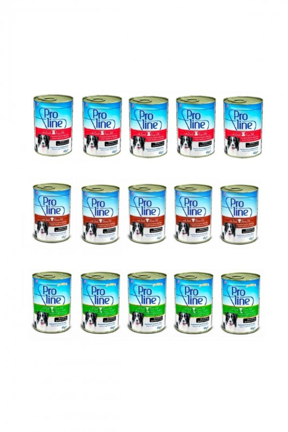 Proline Dana-Ciğer-Biftekli Ve Kuzu Etli Mix Köpek Konservesi 15 Adet X415 gr