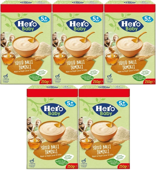 Hero Baby Kaşık Maması 250GR Sütlü Ballı İrmikli (Avantaj Pk) (5 Li Set)