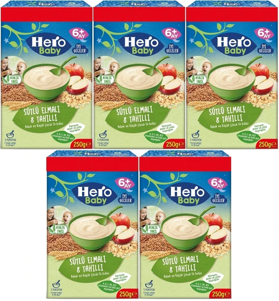 Hero Baby Kaşık Maması 250GR Sütlü Meyveli 8 Tahıllı (Avantaj Pk) (5 Li Set)