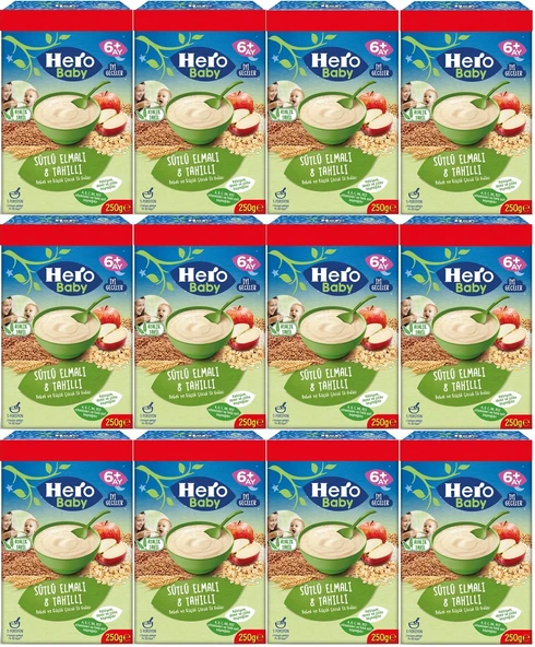 Hero Baby Kaşık Maması 250GR Sütlü Meyveli 8 Tahıllı (Avantaj Pk) (12 Li Set)