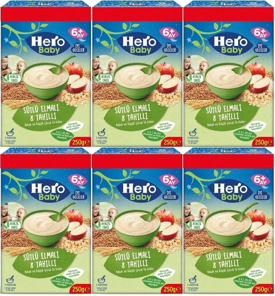 Hero Baby Kaşık Maması 250GR Sütlü Meyveli 8 Tahıllı (Avantaj Pk) (6 Lı Set)