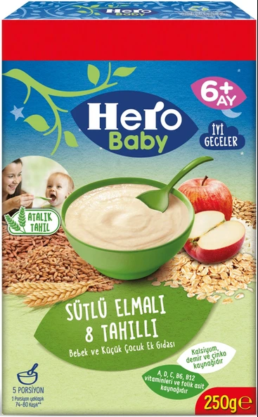 Hero Baby Kaşık Maması 250GR Sütlü Meyveli 8 Tahıllı (Avantaj Pk) (12 Li Set) - 2