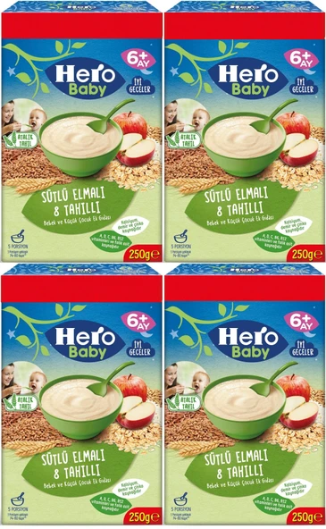 Hero Baby Kaşık Maması 250GR Sütlü Meyveli 8 Tahıllı (Avantaj Pk) (4 Lü Set)