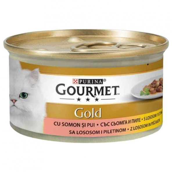 Gourmet Gold Parça Etli Soslu Somonlu Tavuklu Kedi Konservesi 85 gr  x 6 Adet