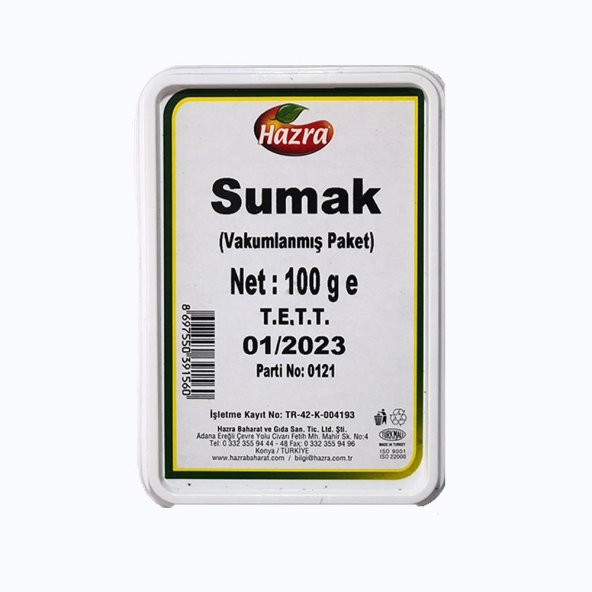 Hazra Sumak 100 Gr Vakumlanmış Paket