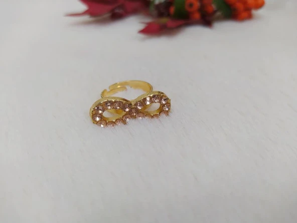 Bayan Yüzük Pembe Taşlı Zarif Sonsuzluk Tasarım Ölçüsü Ayarlanabilir ürün görseli