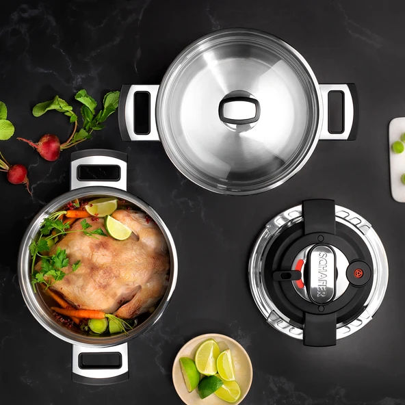 Schafer İn-Safe 2 li Düdüklü Tencere Seti 4 Parça-Siyah - 5